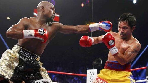 El invencible Mayweather contra Pac-Man, ¿dispuesto a pagar eso?